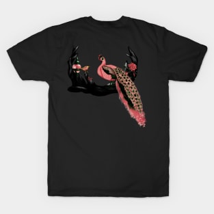 Wonderful peracock with little bird and rose T-Shirt